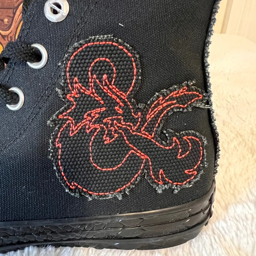 Converse Dungeons and Dragons High Top Sneakers Black Red D20 Logo Unisex M6/W8 - Picture 9 of 11